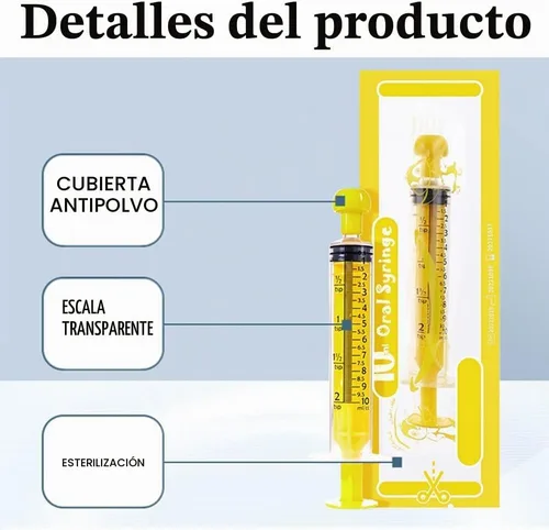 Vista 3 de 10 unidades de jeringa de plástico profesional de 0.3 fl oz (0.3 fl oz) y cubierta, herramientas de jeringa de medición selladas individualmente