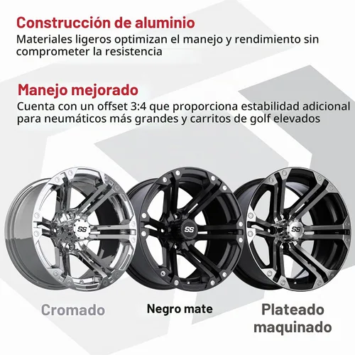 Vista 2 de GTW Specter - Rueda de carrito de golf de aluminio de 10 pulgadas Mecanizado plata/negro