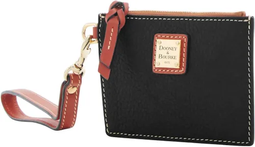 Vista 2 de Dooney & Bourke Billetera, billetera con cierre superior de grano de guijarros, Negro -, Bandolera