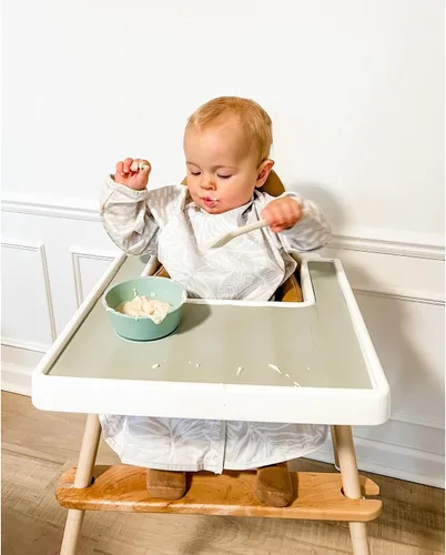 Vista 7 de Premium Baby Led Weaning Bib - Full Coverage with Lap Protection - Water-Resistant Long Sleeve Smock