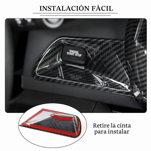 Vista 5 de RT-TCZ Botón de arranque/parada del motor de la consola central del salpicadero, cubierta del interruptor del botón, accesorios de decoración