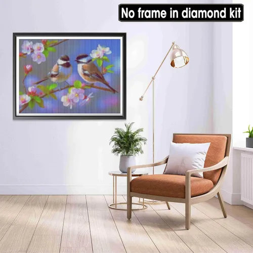 Vista 2 de LOMSIOY Kits de arte de diamantes 5D para adultos, kits de pintura de diamantes de aves para principiantes, arte de diamantes de flores