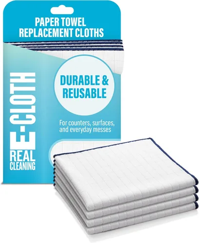 Vista 12 de E-Cloth Wash & Wipe Dish Cloth, Microfiber Cleaning Cloth Reusable Paper Towel Alternative Cloths, Dish Towels for Drying Dishes, Glassware
