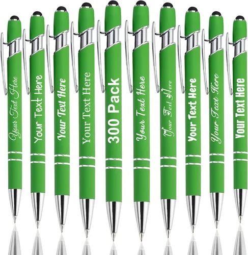 Vista 50 de Hasta 300 bolígrafos personalizados a granel con nombre personalizado con grabado gratis, puntas de lápiz capacitivo grabado, bolígrafo