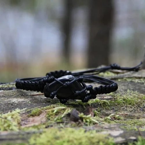 Vista 7 de Karelian Heritage Shungite Stone Adjustable Bracelet Natural Black Macrame Hand-Made Jewelry Protective Powerful Mineral Shield Spiritual Healing