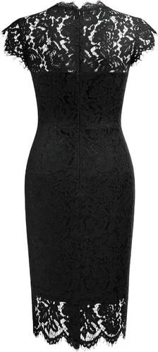 Vista 7 de Miusol - Vestido para mujer retro de encaje floral, ajustado, vestido de noche, para cóctel, minivestido