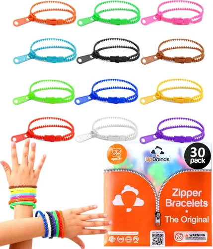 Vista 11 de UpBrands Paquete de 12 pulseras azules con cremallera de 7 pulgadas, recuerdos de fiesta inspirados en el océano para el Día Mundial de los Océanos