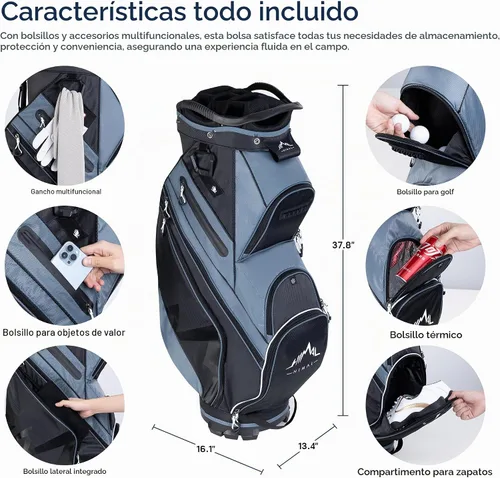 Vista 3 de UNIHIMAL Bolsa de carrito de golf de 14 vías con divisor organizador y cubierta para lluvia