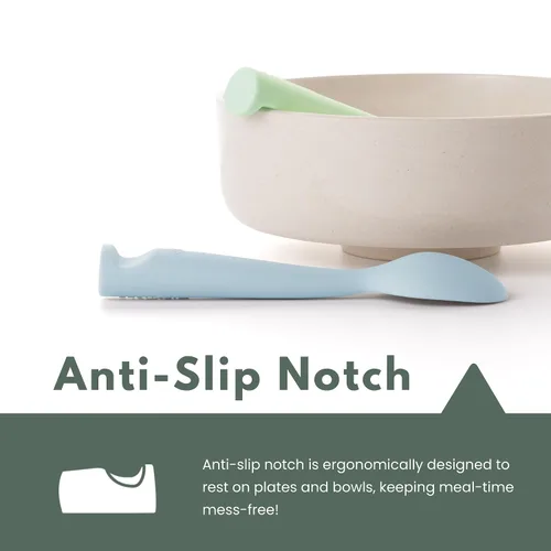 Vista 3 de Miniware Cuchara de silicona para bebé para entrenamiento, utensilios para bebés sin BPA, cucharas para bebés de 6 meses, 100% silicona de grado