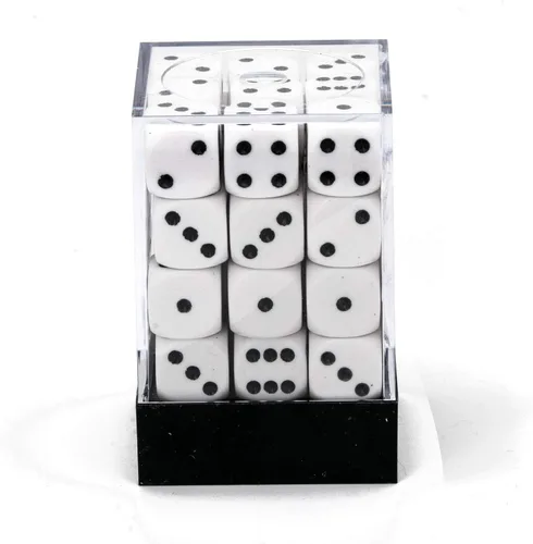 Vista 4 de Chessex CHX25801 Dice-Opaque: 36D6 Blanco/Negro Set, Pequeño (0.394 in - 0.551 in)