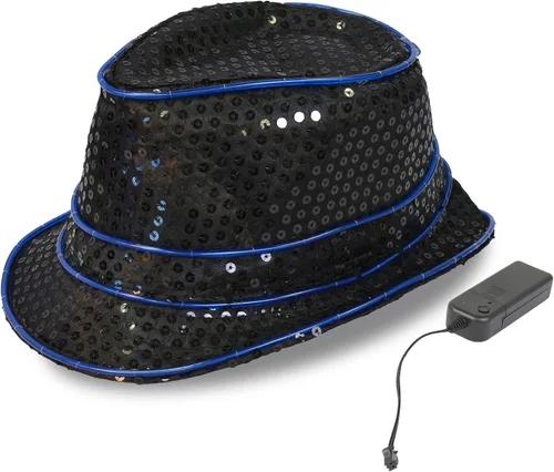 Vista 5 de Solaris Sombrero de lentejuelas con luces LED de neón para fiestas oscuras