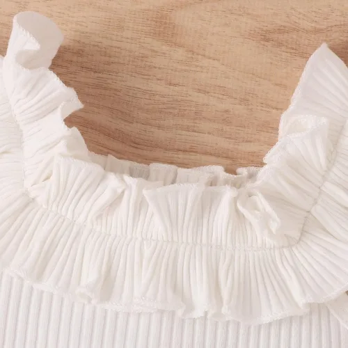 Vista 101 de TheFound Trajes de verano para niñas pequeñas, sin mangas, de punto acanalado, halter, pantalones cortos, ropa para recién nacidos, conjunto de 3