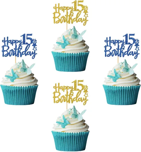 Vista 14 de Decoración para cupcakes de cumpleaños de 5 años, suministros para cupcakes de cumpleaños de 5 años, decoraciones para fiestas de cumpleaños de 5