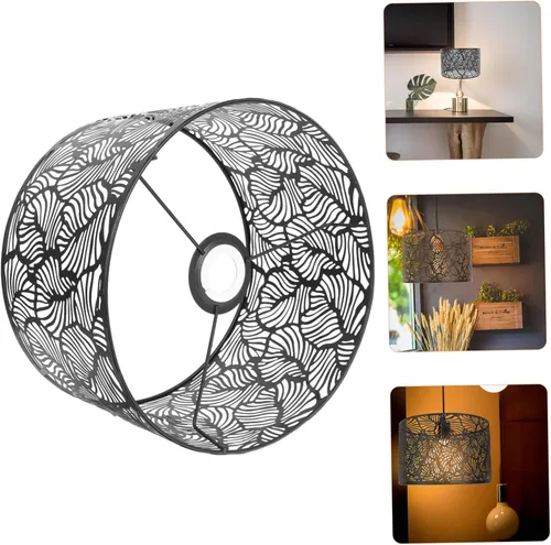 Vista 6 de Uonlytech Lámpara de pared de repuesto para lámpara de araña: pantalla de metal negro, lámpara tallada de mesa, lámpara de escritorio para lámpara