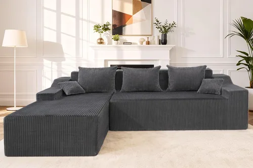 Vista 17 de HABUTWAY Sofá modular modular de 101 pulgadas con asiento profundo, moderno sofá convertible en forma de L, sofá tapizado con diván para sala
