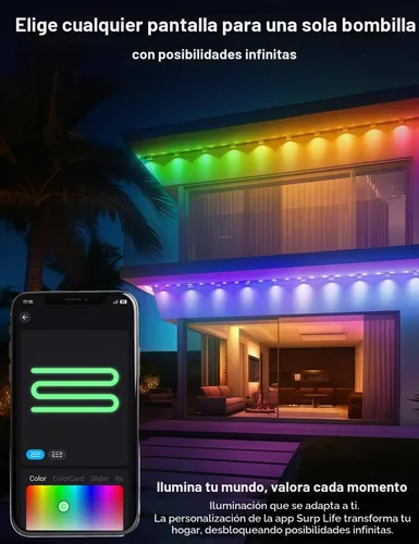 Vista 6 de EcoNour Luces LED RGB permanentes para exteriores de 50 pies Luces LED inteligentes impermeables para aleros con aplicación y control remoto