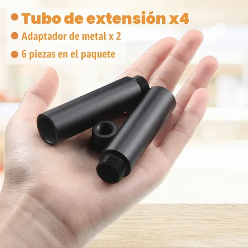 Vista 3 de Weewooday 4 tubos de extensión para soporte de micrófono, 5/8 pulgadas Negro