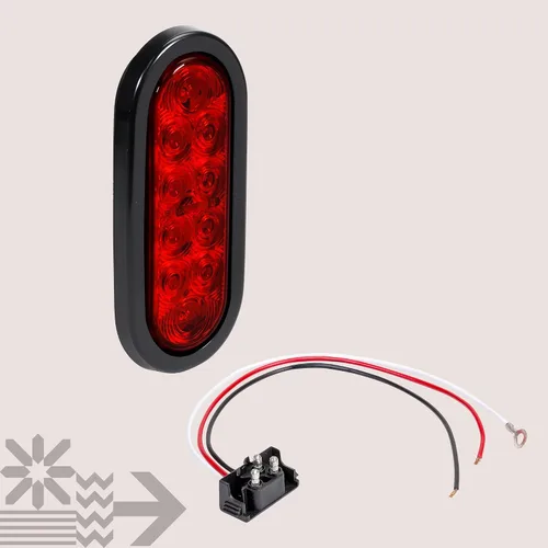 Vista 6 de Luz trasera LED ovalada roja para remolque de 6 pulgadas [DOT FMVSS 108] [SAE S2TSI6P2] [Ojales y enchufe incluidos] [IP67 resistente al agua]