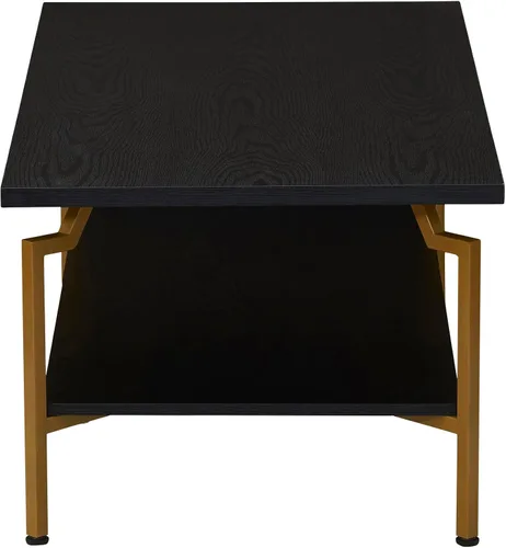 Vista 6 de Household Essentials Mesa de centro rectangular de hierro negro y oro