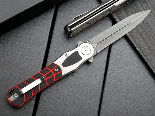 Vista 4 de Eafengrow EF970 Cuchillo plegable con hoja de acero D2, mango G10, herramienta de bolsillo EDC para trabajo, camping, senderismo (Negro)