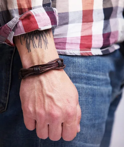 Vista 2 de Mens Leather Bracelet Braided Brown Rustic Gift For Dad Fathers Day Cuff Wrist Band Rope Bracelet for Guys