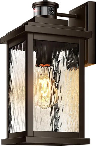 Vista 18 de VIANIS Luces para exteriores con sensor de movimiento, iluminación de anochecer a amanecer para casa, luces de grano de madera para garaje, farol