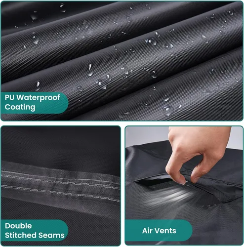 Vista 5 de Funda Redonda para Muebles de Patio, Fundas Impermeables para Mesas de Exterior, Funda para Muebles de Patio Resistente al Viento de Servicio Pesado