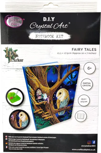 Vista 4 de Crystal Art Cuaderno – Kit de cuaderno de búho y árbol de hadas – Crea una cubierta brillante para cuaderno con cristales – para edades de 8 años