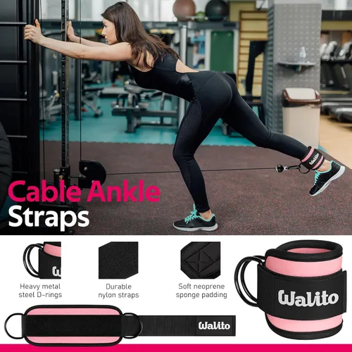 Vista 6 de WALITO 8Pcs Barbell Pad Set for Hip Thrust - Squat Pad,Gym Accessories for Women with Bar Bad,Bench Press, with Gym Ankle Straps,Resistance Bands