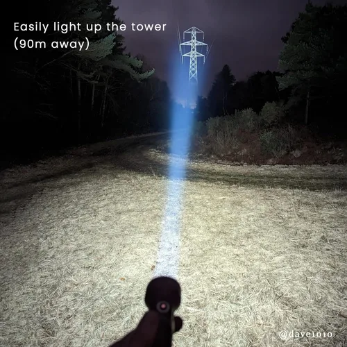 Vista 4 de Linterna recargable, Sofirn IF22A de 2100 lúmenes, potente linterna de largo alcance con 690 m de alcance máximo, un LED, lente TIR, salida