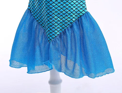 Vista 5 de Disfraz de sirena de lujo para niña, vestido de princesa con accesorios