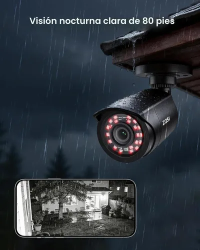 Vista 5 de ZOSI - Sistema de cámara de seguridad 3K Lite para interiores y exteriores, detección AI de personas/vehículos, visión nocturna, acceso remoto, 4