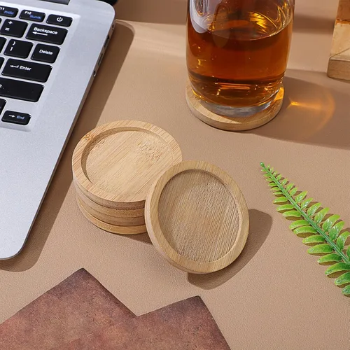 Vista 7 de 6 posavasos de bambú Estera de taza de bambú almohadillas de té de madera platillo de café platillo cerveza platillos posavasos posavasos vino