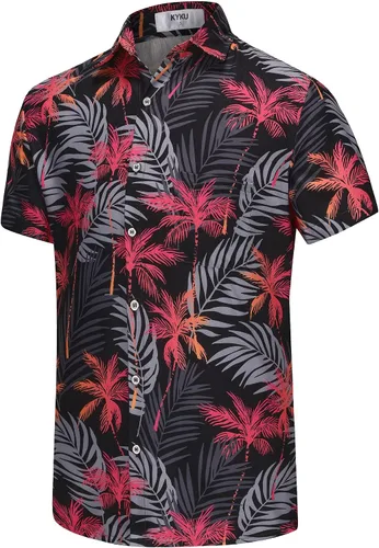 Vista 11 de KYKU Hawaiian Shirt for Men: Tropical Summer Beach Short Sleeve Button Down Shirt with Pocket
