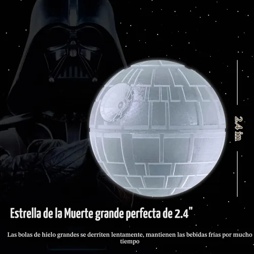 Vista 4 de Star Wars - Molde para cubitos de hielo de estrella de la muerte, molde redondo para cubitos de hielo para whisky, bourbon, cócteles