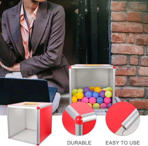 Vista 9 de Caja de lotería multifunción Caja de sorteo MDF de 12 pulgadas con ranura y cerradura para reuniones de oficina, eventos de recaudación de fondos