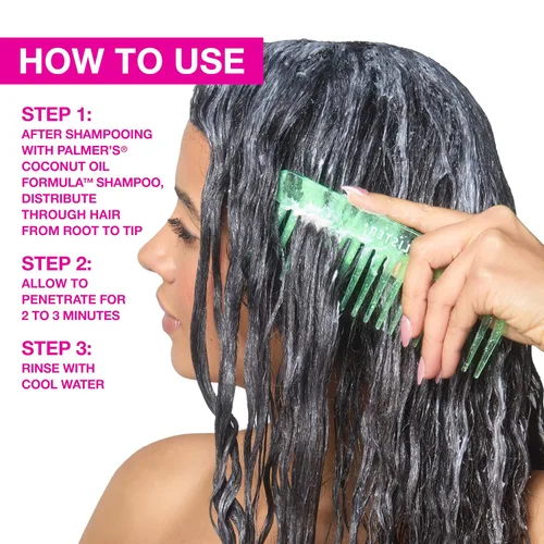 Vista 9 de Palmer's Fórmula de aceite de coco Moisture Boost Protein Pack, tratamiento capilar para cabello seco, dañado, sobreprocesado y teñido, 2.1 onzas