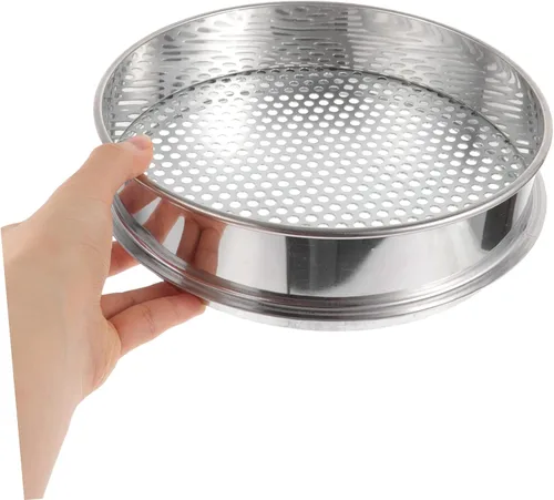 Vista 3 de Toddmomy Tamiz de malla fina de acero inoxidable rotativo tamiz de suelo para jardín, tamiz de suelo redondo para el hogar, cocina, tamiz multiusos