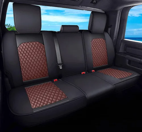 Vista 2 de Fundas de asiento delantero y trasero para F150 de cuero impermeable, juego completo de fundas de cojín para vehículos automotrices para Ford F150
