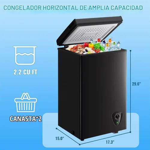 Vista 6 de WANAI - Congelador de pecho mini congelador profundo con capacidad compacta congeladores de congelación rápida para el hogar, oficina, dormitorio