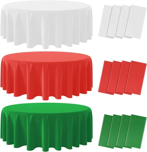 Vista 12 de MASHAN Paquete de 6 Manteles de Navidad a Granel, Manteles Desechables Rojos Blancos Verdes, Cubiertas de Mesa Rectangulares Temática de Italia