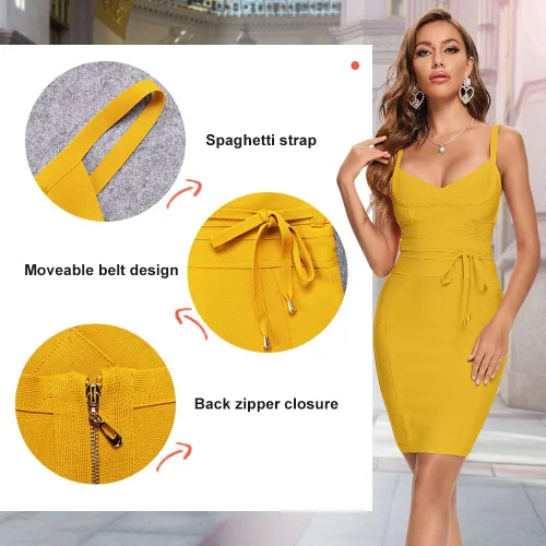 Vista 4 de Vestidos sin mangas con cinturón ajustado para fiesta