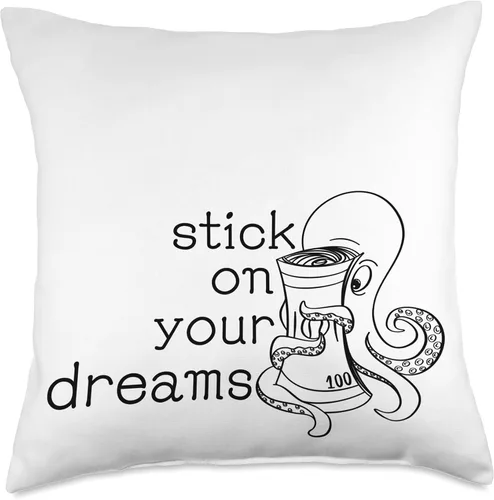 Vista 4 de stick to your dreams - octopus is holding tight on to money Throw Pillow