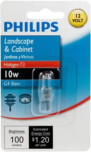 Vista 3 de Philips 415679 - Bombilla de base bi-pin T3 de 10 vatios y 12 voltios para paisaje y gabinete, 10 vatios