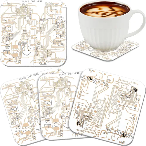 Vista 11 de Nuenen 4 Piezas de Posavasos de Tablero de Circuito PCB para Bebidas, Posavasos de Tablero de Circuito de Oro por Inmersión, Diseño de PCB