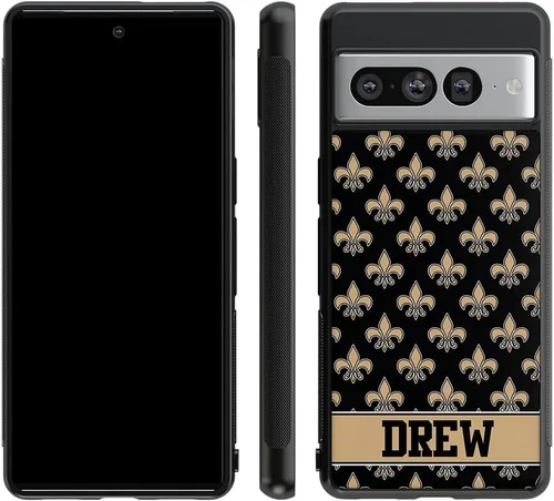 Vista 5 de French Fleur De Lis - Funda de goma negra con monograma de oro negro compatible con Google Pixel 10, 10 Pro, 10 Pro XL, 9a, 9 Pro, Pixel 9, Pixel 9