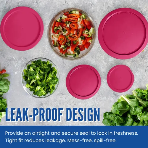 Vista 2 de Tapas de repuesto que se ajustan a los tazones de recipientes de vidrio Pyrex para almacenamiento de alimentos de 4 tazas, tapas redondas