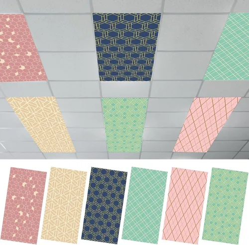 Vista 21 de Outus 4 piezas de cubierta de luz fluorescente para iluminación de aula con 10 imanes, filtro de luz magnético, decoración de panel de techo de 2 x