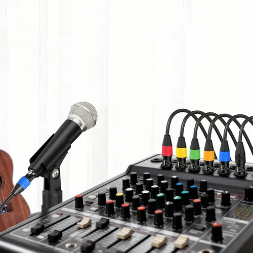 Vista 6 de Cables XLR de 3 pies, 4 unidades, cables de micrófono macho a hembra, 3 pines, conectores codificados por color chapado en oro para micrófonos