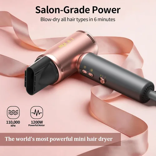 Vista 3 de Mini secador de pelo de viaje de doble voltaje (100 ~ 250 V) con adaptador de enchufe europeo para viajes internacionales, secador de pelo portátil